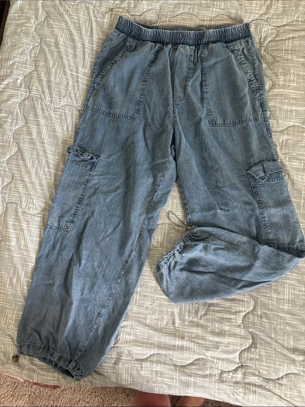 Jane and Delancey Denim Track Joggers - Light Blue